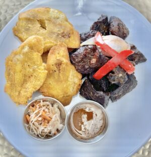 Fried Beef, Fritay Served With Plantains and Pikliz
